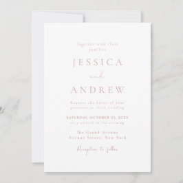 Invitación Boda sencillo rosa y blanco y polvoriento minimali