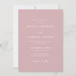 Invitación Boda sencillo rosa y blanco y polvoriento minimali