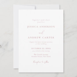 Invitación Boda sencillo rosa y blanco y polvoriento minimali
