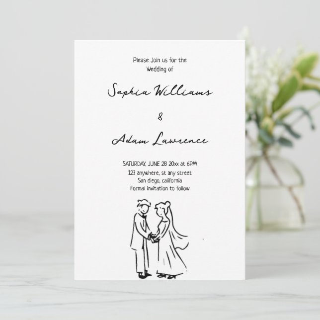 Invitación Boda sencillo y elegante (Anverso de pie)