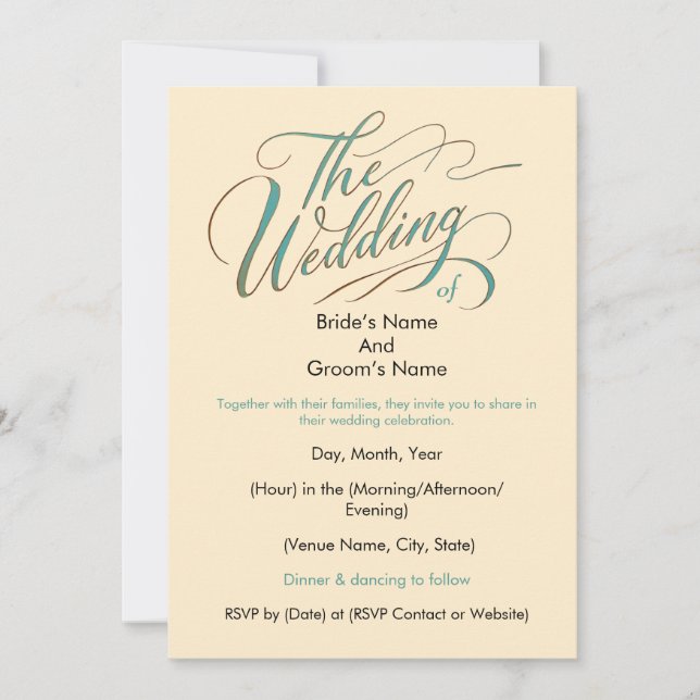 Invitación Boda sencillo y elegante (Anverso)