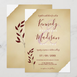 Invitación Boda Sepia Geométrica No Binario