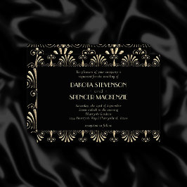 Invitación Boda Sepia Gold y Black Art Deco de Roarin 20