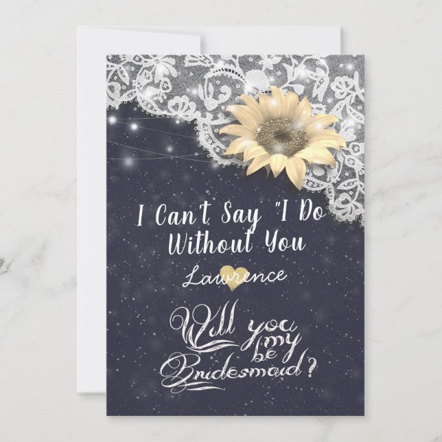Invitación Boda Serás Mi Bridesmaid Lace Sunflower (Anverso)