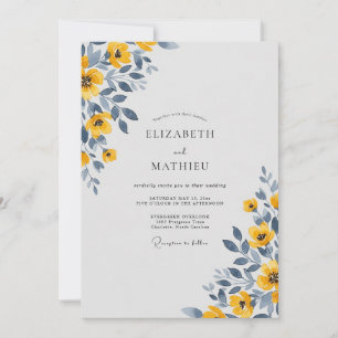 Invitación Boda serena acuarela amarilla