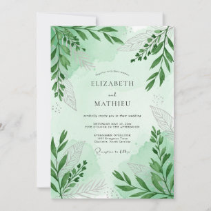 Invitación Boda serena en el bosque en verde menta