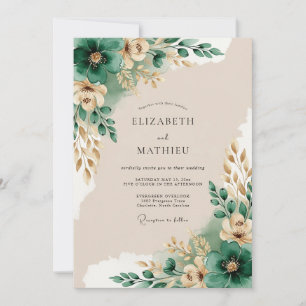 Invitación Boda serena en el bosque verde esmeralda
