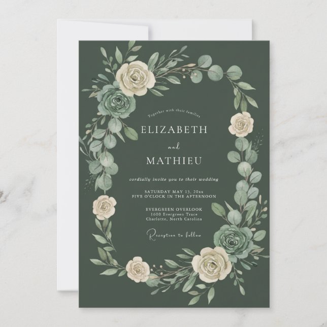 Invitación Boda Serena en el Bosque Verde Forestal (Anverso)