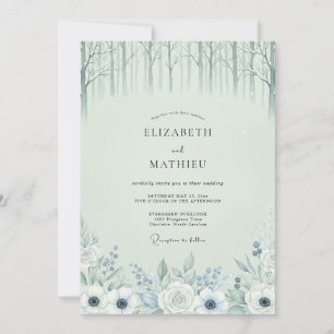 Invitación Boda Serena en el Bosque Verde Menta