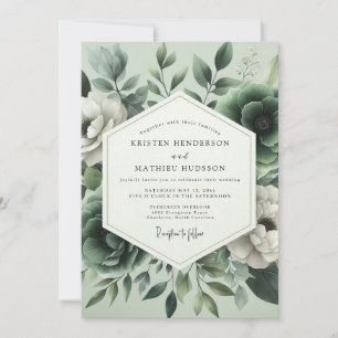 Invitación Boda Serena en el Bosque Verde Salvia