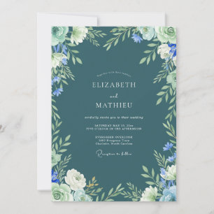 Invitación Boda serena y boscosa de color turquesa