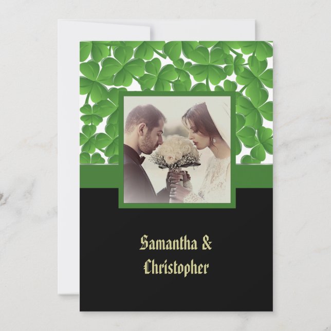Invitación Boda Shamrock irlandés (Reverso)