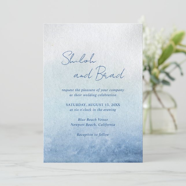 Invitación Boda Shiloh Blue Elegant (Anverso de pie)