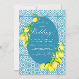 Invitación Boda Siciliano Blue Tiles Summer Lemon Boho