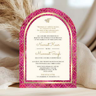 Invitación Boda Sij de Código QR de Oro Rosa Marroquí