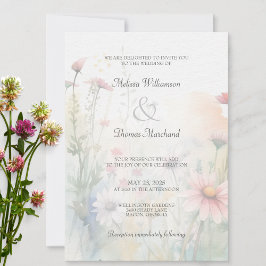 Invitación Boda Silueta de Flor Silvestre Aquarela de Primave