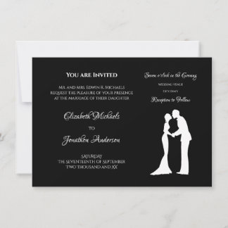 Invitación Boda Silueta Negro Blanco