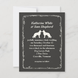 Invitación Boda Siluetas de Pastor Alemán Blanco