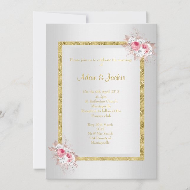 Invitación Boda Silver Bouquet ELEGANT CLASSY (Anverso)