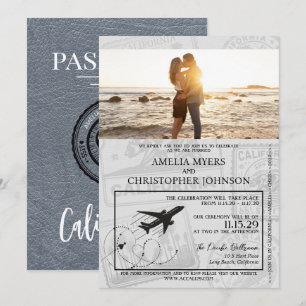 Invitación Boda Silver California Passport