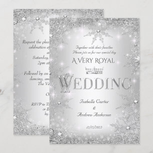 Invitación Boda Silver Winter Wonderland Royal Crown
