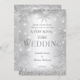 Invitación Boda Silver Winter Wonderland Royal Crown