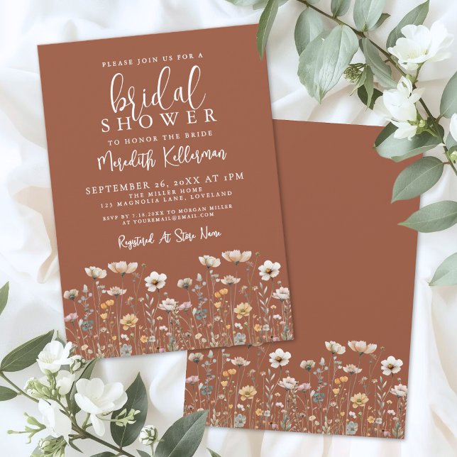 Invitación Boda Silvestre Bohemio Shower (Boho Wildflower Bridal Shower Invitation)