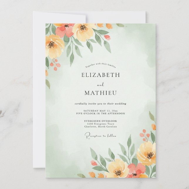 Invitación Boda Silvestre con Mantequilla de Melocotón (Anverso)