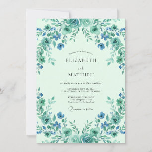 Invitación Boda Silvestre de Menta Rústica y Agua