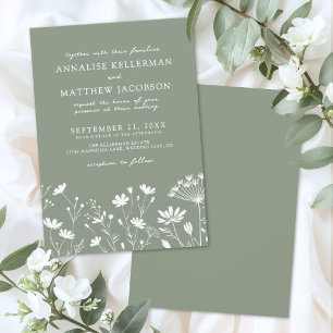 Invitación Boda Silvestre de Salvia Verde