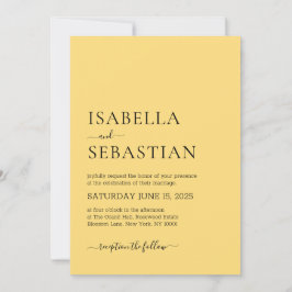 Invitación Boda Simple Amarillo Vara Dorada Claro