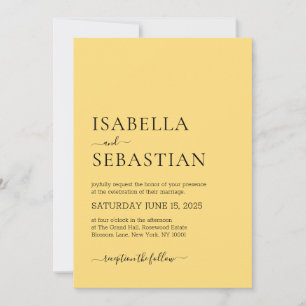 Invitación Boda Simple Amarillo Vara Dorada Claro
