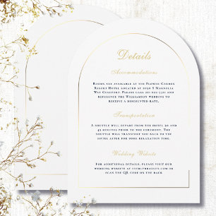Invitación Boda Simple Arco de Oro Azul Blanco Detalles