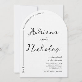 Invitación Boda Simple Arco Negro y Blanco