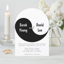 Boda Simple Arco Negro y Blanco Yin Yang