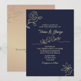 Invitación Boda Simple Azul Marino