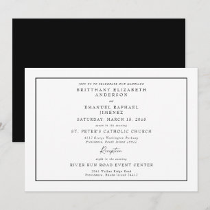 Invitación Boda Simple B/N Sin Padres Enumerados