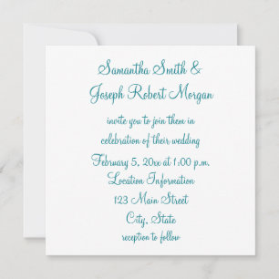 Invitación Boda Simple Bahía de Vizcaya y Blanca