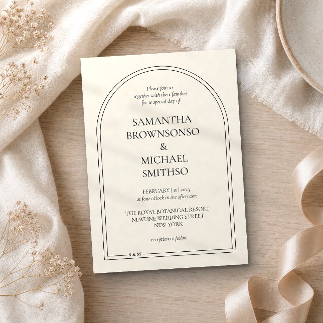 Invitación Boda Simple Beige Minimalista (Subido por el creador)