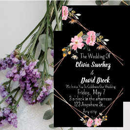 Invitación Boda Simple Blanca y Negra Moderna