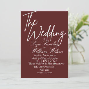 Invitación Boda Simple Blanca y Roja Moderna