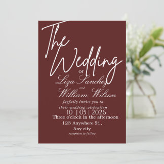 Invitación Boda Simple Blanca y Roja Moderna