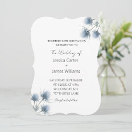 Invitación Boda Simple Blue Thistle Escocés Escocia