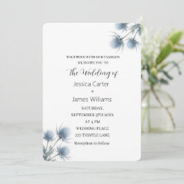 Invitación Boda Simple Blue Thistle Escocés Escocia