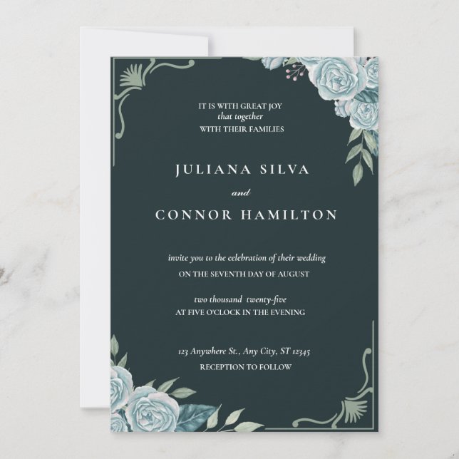 Invitación boda simple, boda de monograma clásico, mon modern (Anverso)