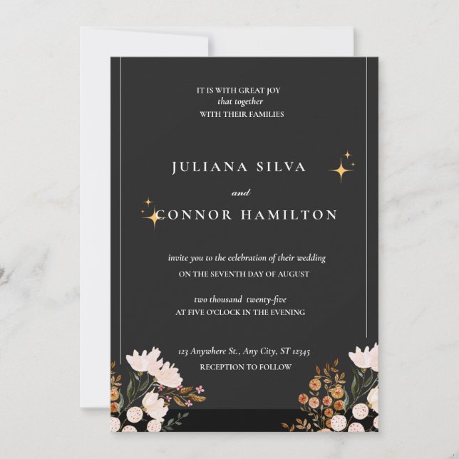 Invitación boda simple, boda de monograma clásico, mon modern (Anverso)