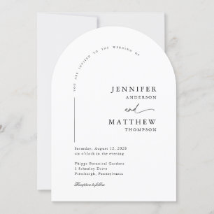 Invitación Boda simple Boho Arch con código QR RSVP