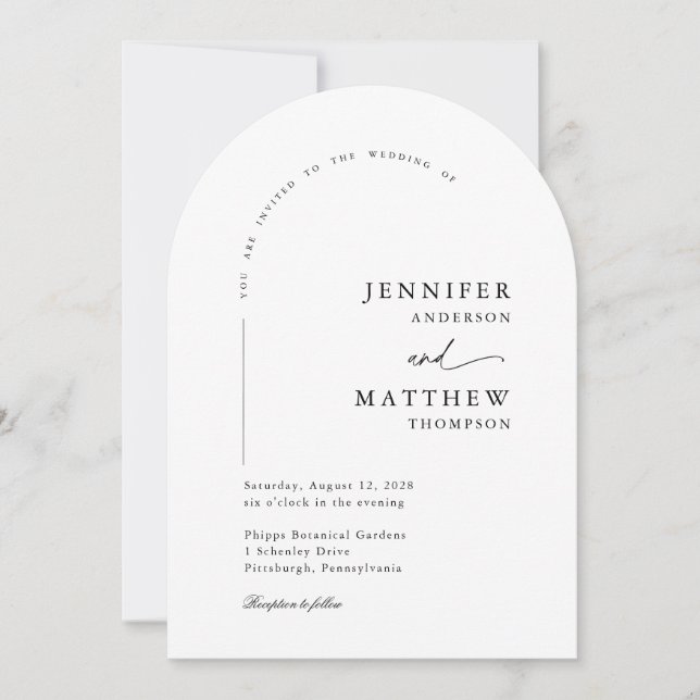 Invitación Boda simple Boho Arch con código QR RSVP (Anverso)