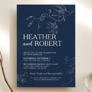 Invitación Boda simple Boho Boho Boho Blue Floral de la Marin