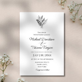 Invitación boda simple botánico de escritura clásica elegante